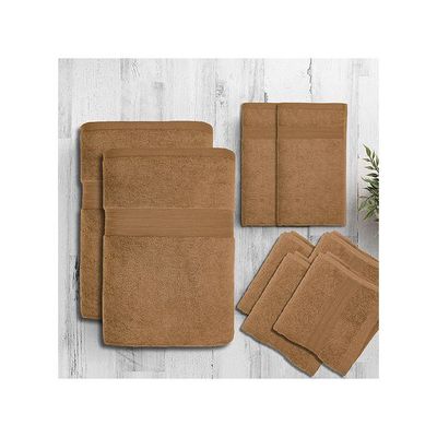 Ideal Home 100% Cotton 8 pc Bath Sheet Set Camel