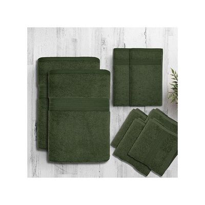 Ideal Home 100% Cotton 8 pc Bath Sheet Set Army Green