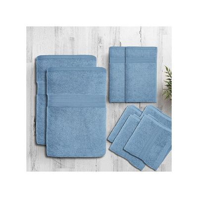 Ideal Home 100% Cotton 8 pc Bath Sheet Set Sky Blue