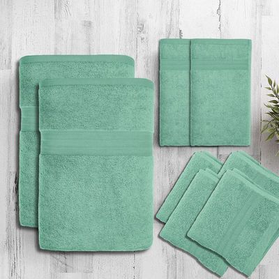 Ideal Home 100% Cotton 8 pc Bath Sheet Set Mint Green