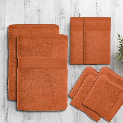 Ideal Home 100% Cotton 8 pc Bath Sheet Set Orange