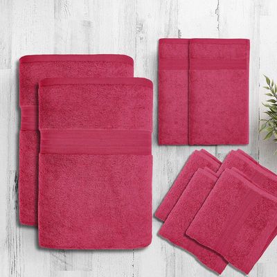 Ideal Home 100% Cotton 8 pc Bath Sheet Set Pink 