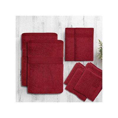 Ideal Home 100% Cotton 8 pc Bath Sheet Set Burgandy
