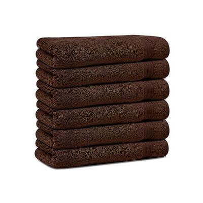 Ideal Home 100% Cotton 6 pc Bath Towel Set Dark Brown