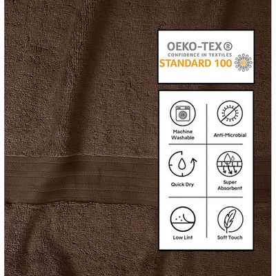 Ideal Home 100% Cotton 6 pc Bath Towel Set Dark Brown