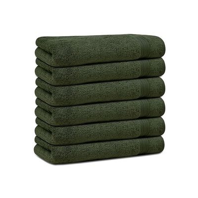 Ideal Home 100% Cotton 6 pc Bath Towel Set Army Green