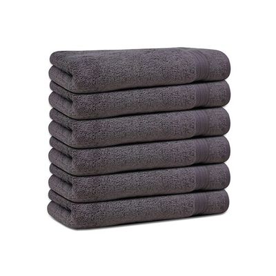 Ideal Home 100% Cotton 6 pc Bath Towel Set Charcoal