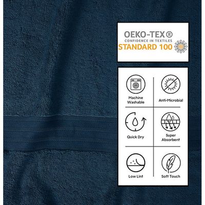 Ideal Home 100% Cotton 6 pc Bath Towel Set Navy Blue