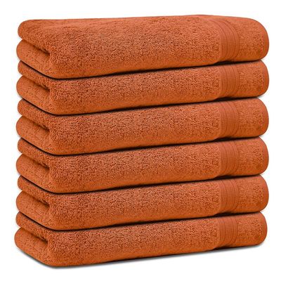 Ideal Home 100% Cotton 6 pc Bath Towel Set Orange