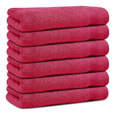 Ideal Home 100% Cotton 6 pc Bath Towel Set Pink 