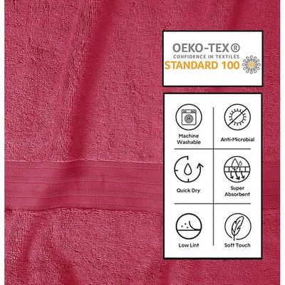 Ideal Home 100% Cotton 6 pc Bath Towel Set Pink 