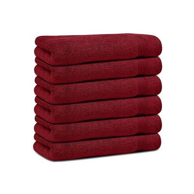Ideal Home 100% Cotton 6 pc Bath Towel Set Burgandy