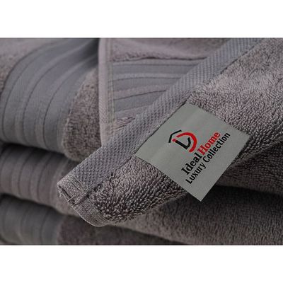 Ideal Home 100% Cotton 4 pc Bath Towel Set Charcoal