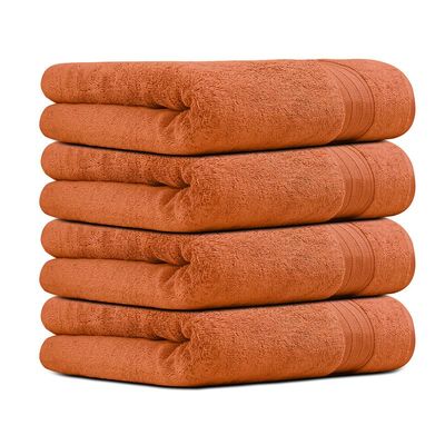 Ideal Home 100% Cotton 4 pc Bath Towel Set Orange