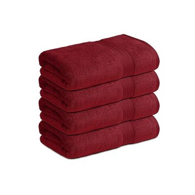 Ideal Home 100% Cotton 4 pc Bath Towel Set Burgandy