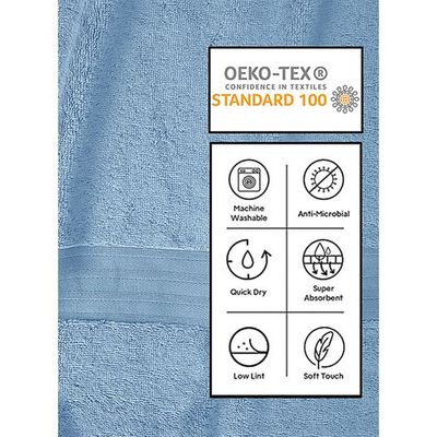Ideal Home 100% Cotton 6 pc Hand Towel Set Sky Blue