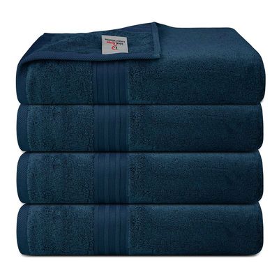 Ideal Home 100% Cotton 4 pc Gym Towel Set Navy Blue
