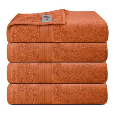 Ideal Home 100% Cotton 4 pc Gym Towel Set Orange