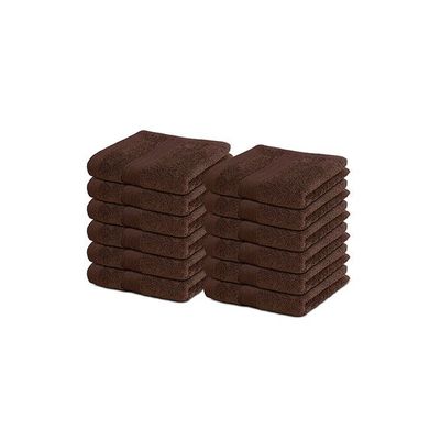 Ideal Home 100% Cotton 12 pc Face Towel Set Dark Brown