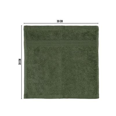 Ideal Home 100% Cotton 12 pc Face Towel Set Army Green