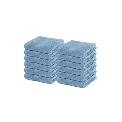 Ideal Home 100% Cotton 12 pc Face Towel Set Sky Blue