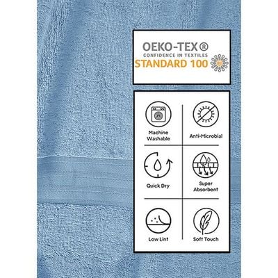 Ideal Home 100% Cotton 12 pc Face Towel Set Sky Blue