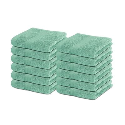 Ideal Home 100% Cotton 12 pc Face Towel Set Mint Green