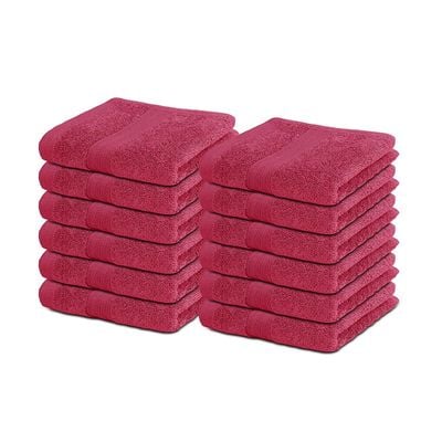 Ideal Home 100% Cotton 12 pc Face Towel Set Pink 