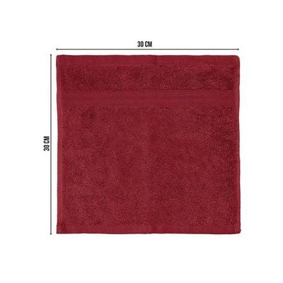 Ideal Home 100% Cotton 12 pc Face Towel Set Burgandy