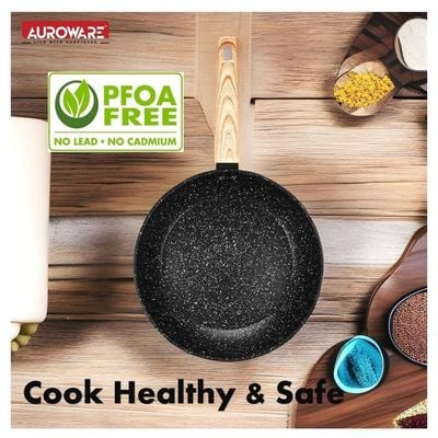 Auroware 5 Pcs Non Stick Cooking Pots and Pan Set Forged Aluminium Dishwasher safe Kitchen Cookware PFOA Free 1 Casserole and 1 Saucepan with lid 1 Fry pan