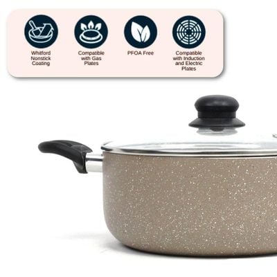 Auroware 11 Pcs Non Stick Cooking Pots and Pan Set Pressed Aluminium Kitchen Cookware PFOA Free 3 Casserole and 1 Saucepan with Lid 1 Frying pan 2 Kitchen Utensils