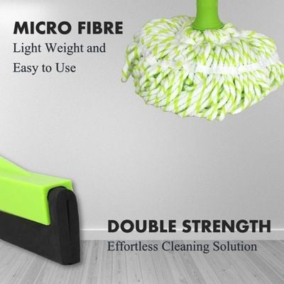 Clean & Care All Home Cleaning Set Broom Wiper Squeegee Spin Mop Toilet Brush with Holder Dustpan with Brush Scrub Brush for Home Kitchen Office Assorted Color