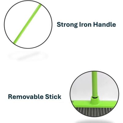 Clean & Care Indoor Broom with Iron Stick Home Kitchen Cleaning Stiff Bristle Long Handle Mutipurpose to Use (Multicolor)