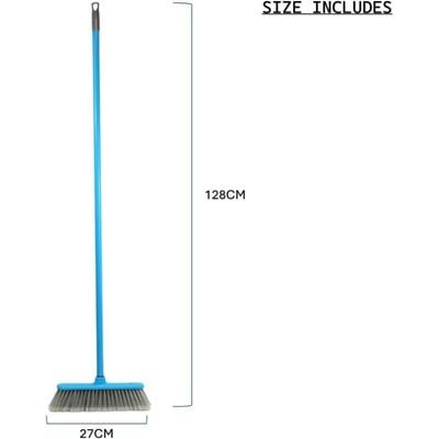 Clean & Care Indoor Broom with Iron Stick Home Kitchen Cleaning Stiff Bristle Long Handle Mutipurpose to Use (Multicolor)