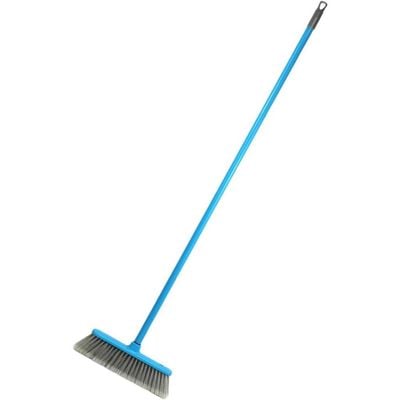 Clean & Care Indoor Broom with Iron Stick Home Kitchen Cleaning Stiff Bristle Long Handle Mutipurpose to Use (Multicolor)