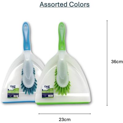 Clean & Care 2 Set Dustpan and Brush Set Durable, Multi-Purpose, Lightweight Cleaning Solution with Stiff Bristles, Ergonomic Grip, Assorted Colors Efficient Cleaning Perfect for Home, Office Car