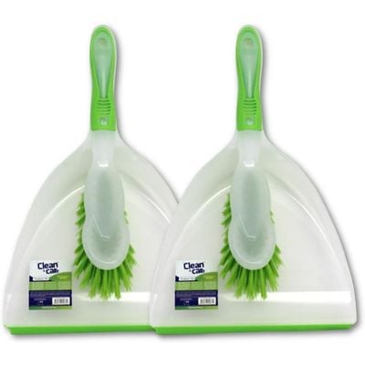 Clean & Care 2 Set Dustpan and Brush Set Durable, Multi-Purpose, Lightweight Cleaning Solution with Stiff Bristles, Ergonomic Grip, Assorted Colors Efficient Cleaning Perfect for Home, Office Car