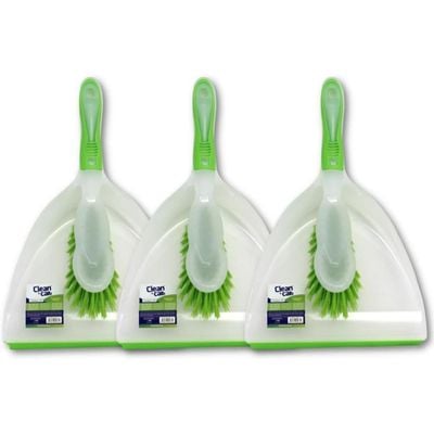 Clean & Care 3 Set Dustpan and Brush Set Durable, Multi-Purpose, Lightweight Cleaning Solution with Stiff Bristles, Ergonomic Grip, Assorted Colors Efficient Cleaning Perfect for Home, Office Car