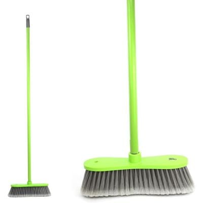 Clean & Care Indoor Broom with Iron Stick Long Handle Cleaning for Kitchen Home Office Stiff Bristle (Assorted)