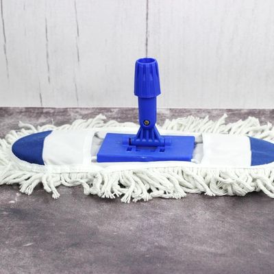 Clean & Care Cotton Flat Mop with Stick Adjustable Handle Home Kitchen Office Cleaning Long handle Reusable Easy to clean (40CM)