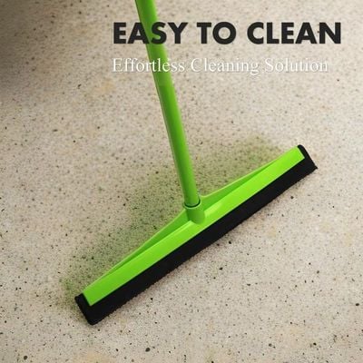 Clean & Care Cleaning Set Broom Wiper Squeegee Cotton Mop with Iron Stick and Two Refill for Home Bathroom kitchen Cleaning Durable and Strong (Assorted Color)