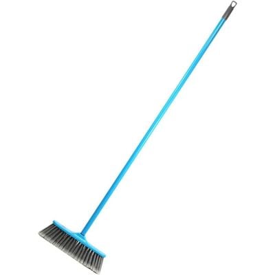 Clean & Care Indoor Broom with Iron Stick Durable Stiff Bristle Best to Clean for Home Kitchen Office (Assorted)