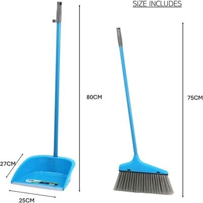 Clean & Care Dustpan with Broom Set Long Handle Household Cleaning tools Home Kitchen Stand up broom Sweeping Floor (ASSORTED)