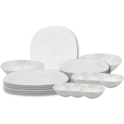 Melrich 20 Pcs Opal ware Dinner set Dishwasher safe Microwave safe 6 Dinner Plate 6 Dessert plate 6 Bowls 2 Medium Bowl BPA Free Scratch Resistance