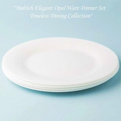 Melrich 38 Pcs Opal ware Dinner Set Dishwasher safe Microwave safe Freezer safe 8 Dinner plate 8 Dessert plate 8 Soup plate 8 bowl 2 Large bowl 2 Serving plate 2 Grill tray BPA free