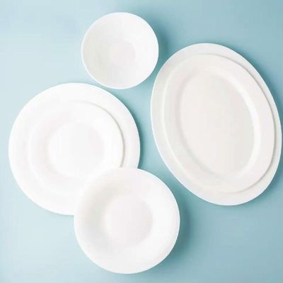 Melrich 38 Pcs Opal ware Dinner Set Dishwasher safe Microwave safe Freezer safe 8 Dinner plate 8 Dessert plate 8 Soup plate 8 bowl 2 Large bowl 2 Serving plate 2 Grill tray BPA free