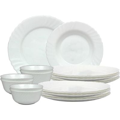 Melrich 12 Piece Opal ware Dinner Set Dishwasher Safe Microwave Safe BPA Free Dinner Plate Dessert Plate Serving Bowl Medium and Soup Bowl Serving Plate