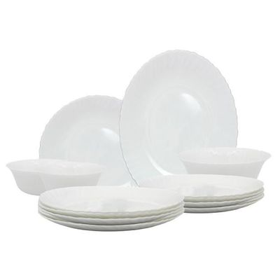 Melrich 12 Piece Opal ware Dinner Set Dishwasher Safe Microwave Safe BPA Free Dinner Plate Dessert Plate Serving Bowl Medium and Soup Bowl Serving Plate