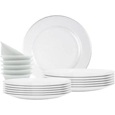 Melrich 12 Piece Opal ware Dinner Set Dishwasher Safe Microwave Safe BPA Free Dinner Plate Dessert Plate Serving Bowl Medium and Soup Bowl Serving Plate