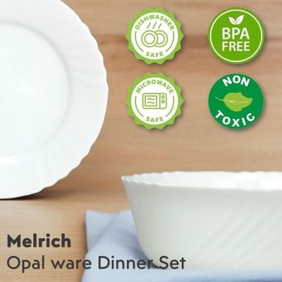 Melrich 20 Pcs Dinner set 6 Dinner Plate 6 Dessert Plate 6 Bowl 2 Serving Bowl Dishwasher Microwave Safe Scratch Heat Resistance Easy to Clean